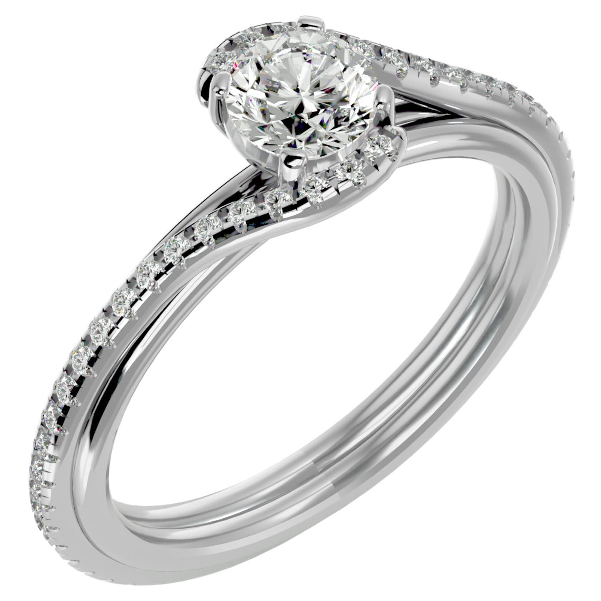 Inel De Logodnă Orléans Pavé cu Moissanite de 0.88 ct din Platina - Castelo.ro