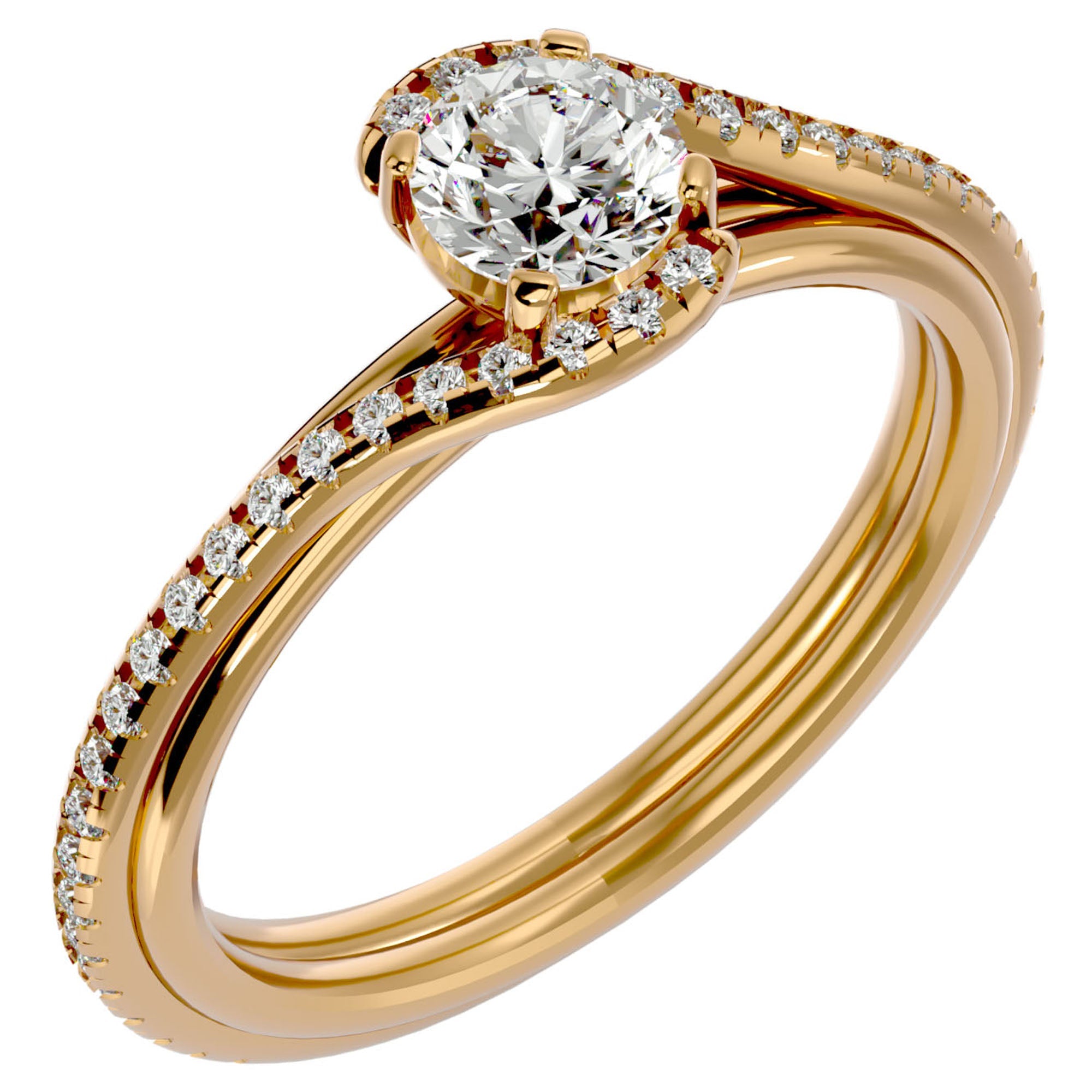 Inel De Logodnă Orléans Pavé cu Moissanite de 0.88 ct din 18k Aur Galben - Castelo.ro