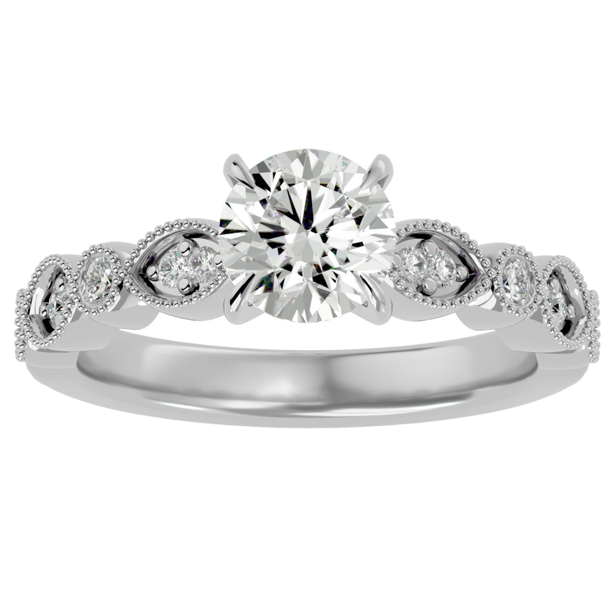 Inel De Logodnă Ballet des Cristaux din Aur 14k cu Diamante Create în Laborator Pavé de 0.67 ct din 14k Aur Alb - Castelo.ro