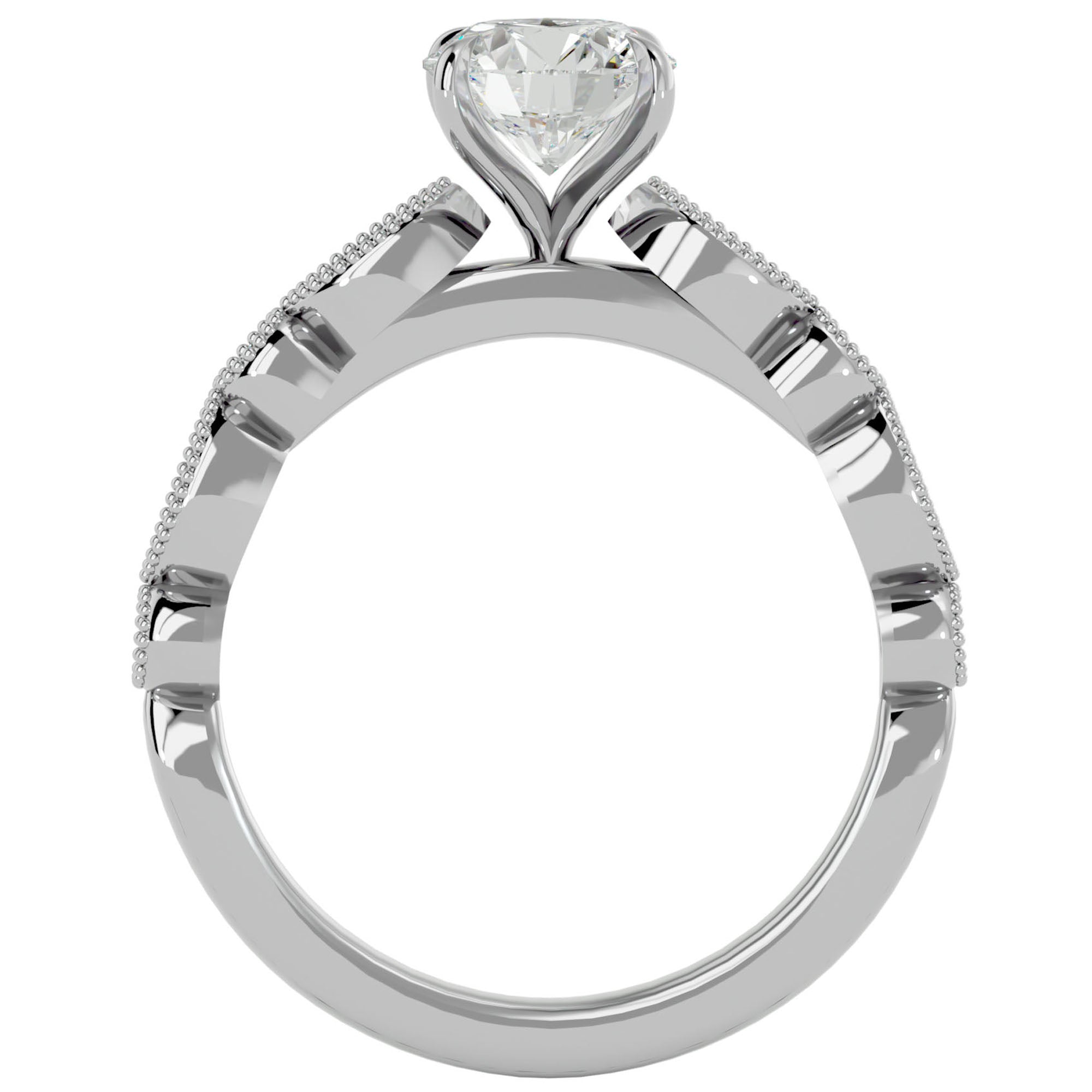 Inel De Logodnă Ballet des Cristaux din Aur 14k cu Diamante Create în Laborator Pavé de 0.67 ct din 14k Aur Alb - Castelo.ro