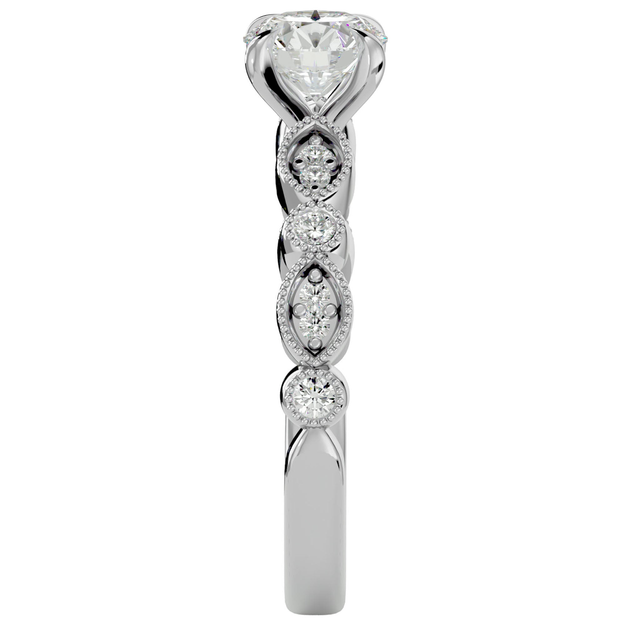 Inel De Logodnă Ballet des Cristaux din Aur 14k cu Diamante Create în Laborator Pavé de 0.67 ct din 14k Aur Alb - Castelo.ro