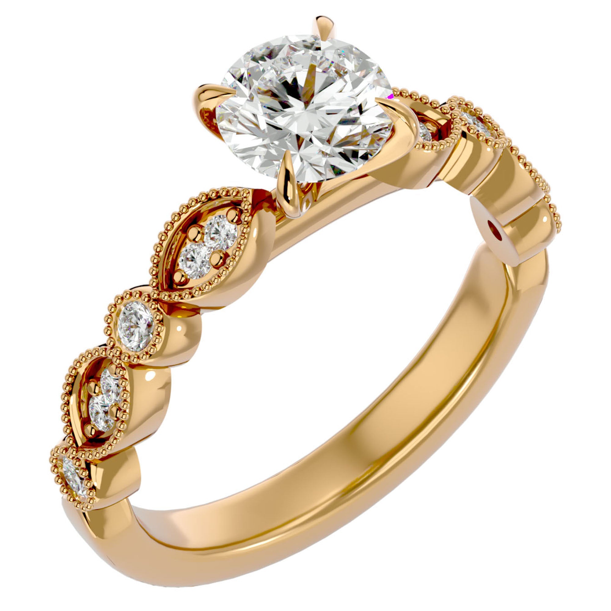 Inel De Logodnă Ballet des Cristaux din Aur 14k cu Diamante Create în Laborator Pavé de 0.67 ct din 14k Aur Galben - Castelo.ro