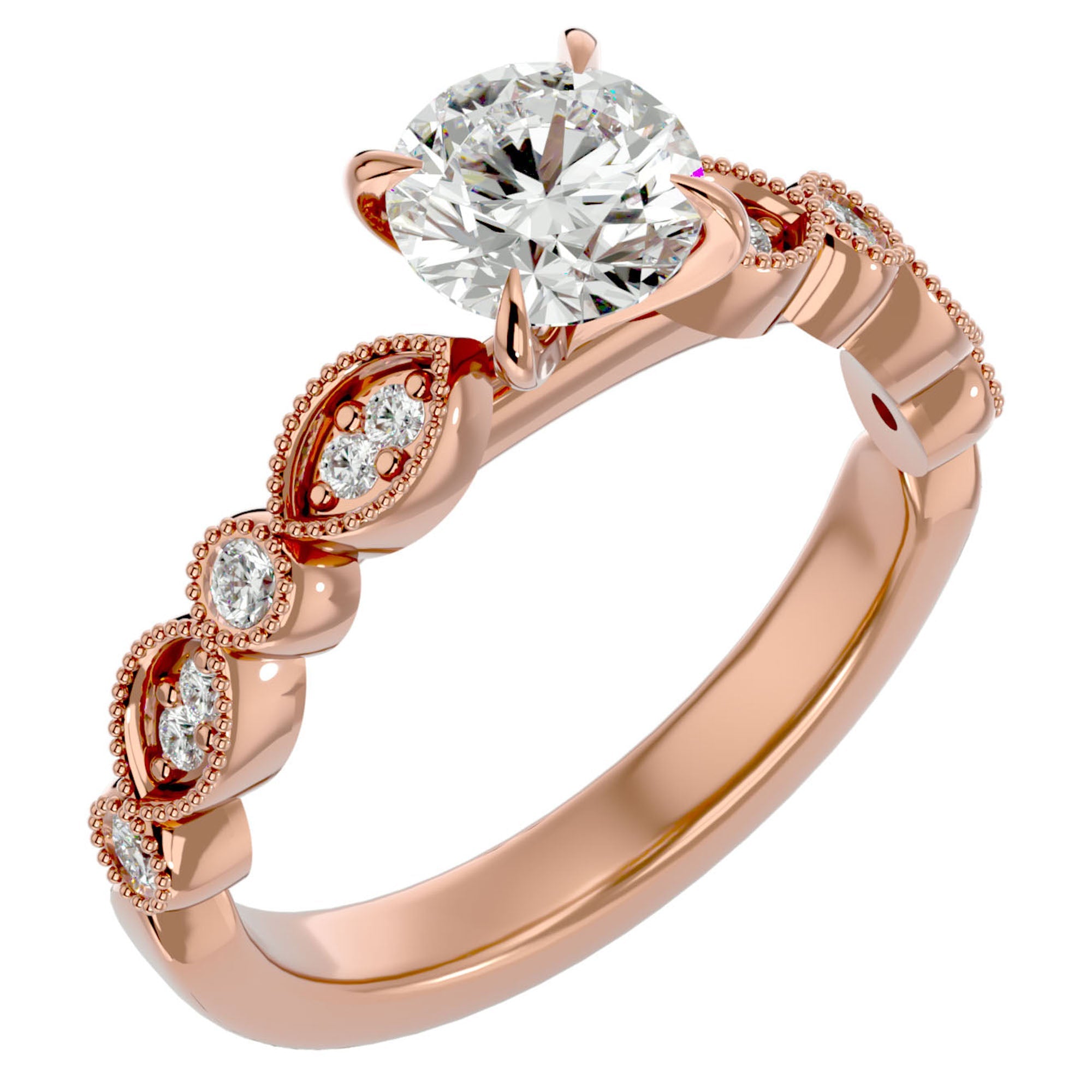 Inel De Logodnă Ballet des Cristaux cu Diamante Create în Laborator Pavé de 0.67 ct din 18k Aur Roz - Castelo.ro