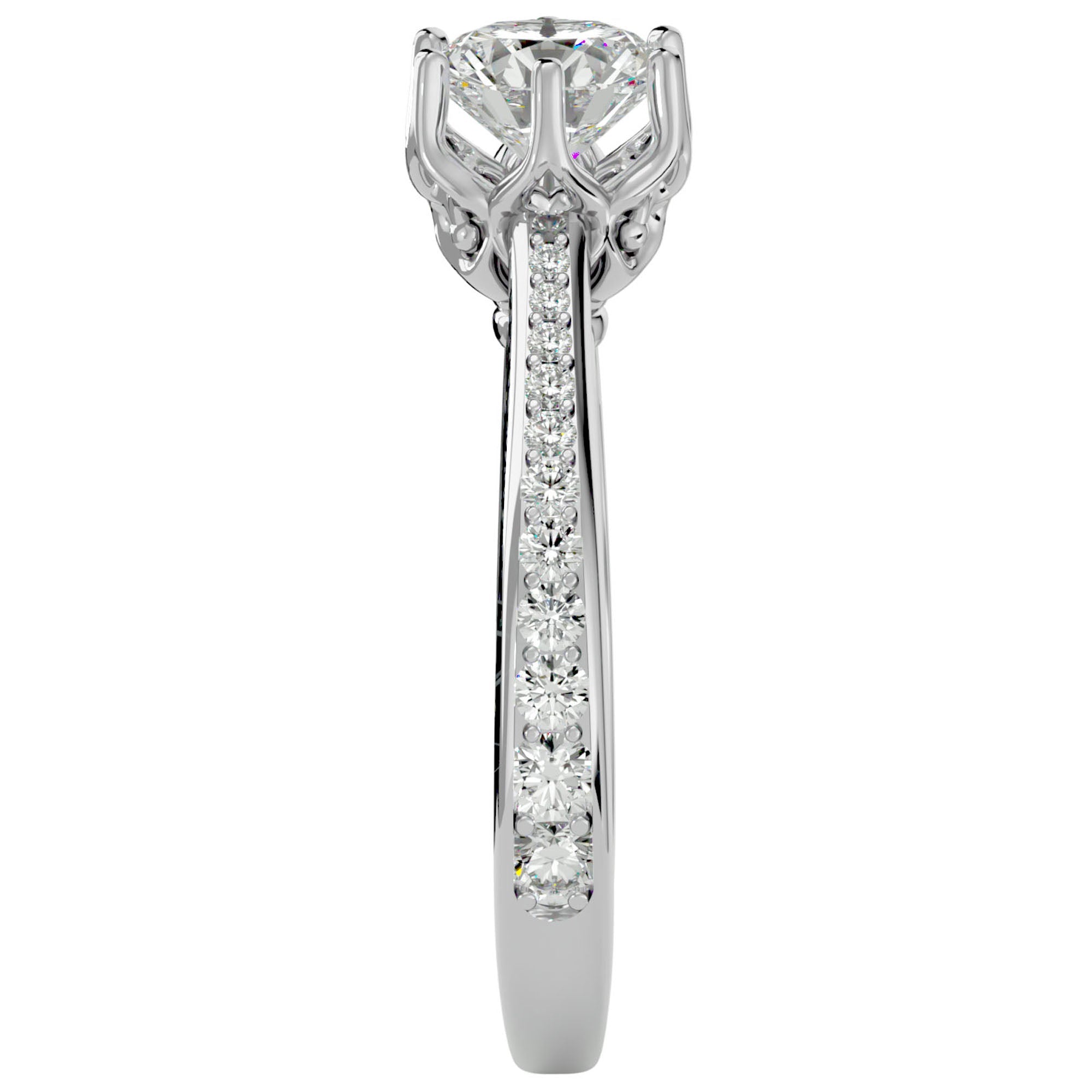Inel De Logodnă Cascade de Lumière din Aur 14k cu Diamante Create în Laborator Pavé de 1.33 ct din 14k Aur Alb - Castelo.ro