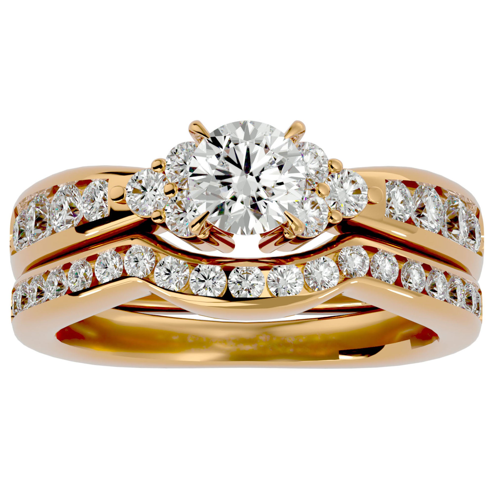 Inel Charme de l&#39;Orient cu Diamante Create în Laborator Pavé de 1.53 ct din 18k Aur Galben - Castelo.ro