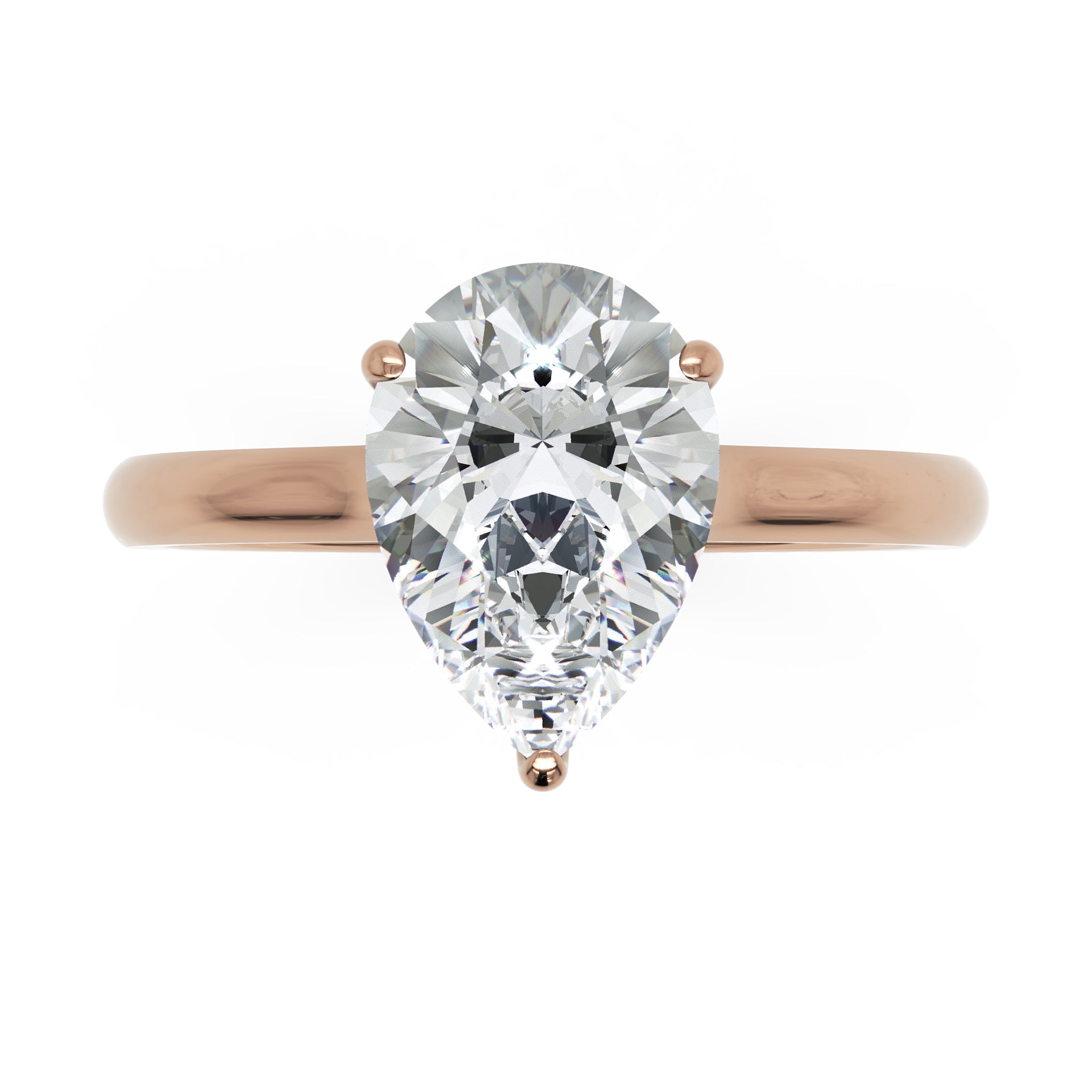 Inel de Logodnă Solitaire din Aur 14k cu Moissanite Pară de 1.87 ct din 14k Aur Roz - Castelo.ro