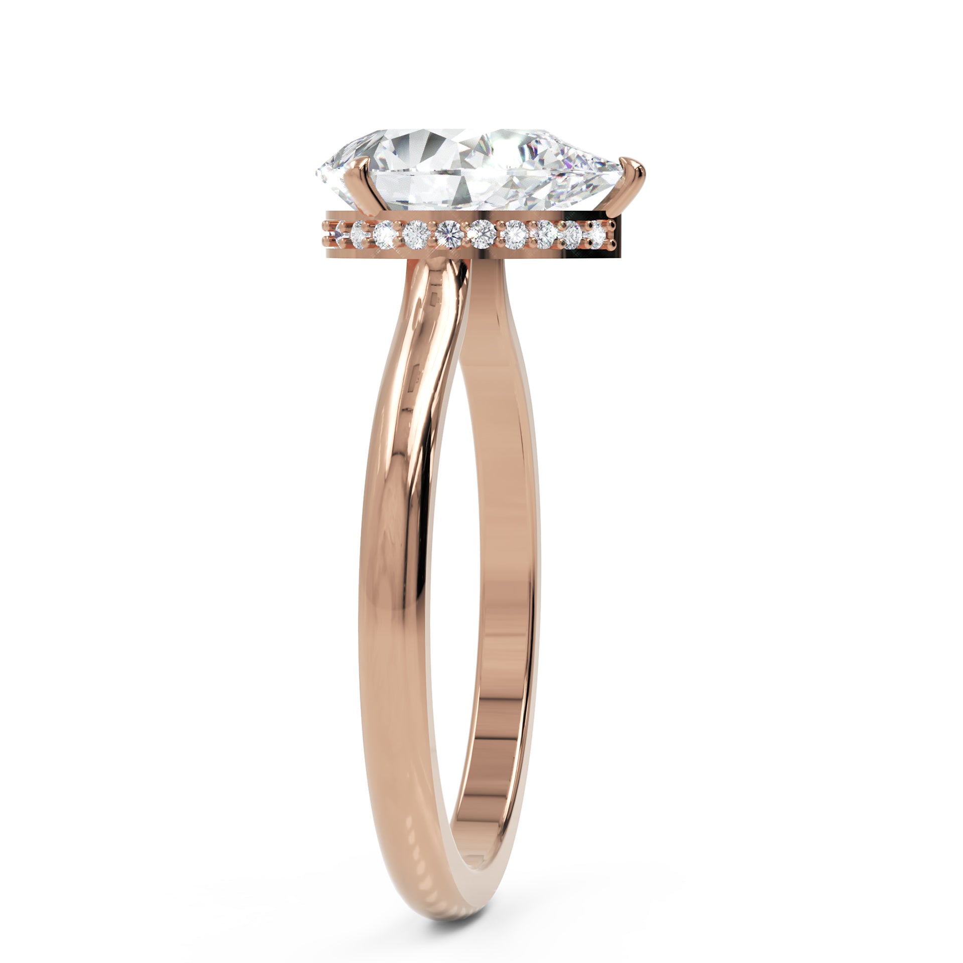 Inel de Logodnă Solitaire din Aur 14k cu Moissanite Pară de 1.87 ct din 14k Aur Roz - Castelo.ro