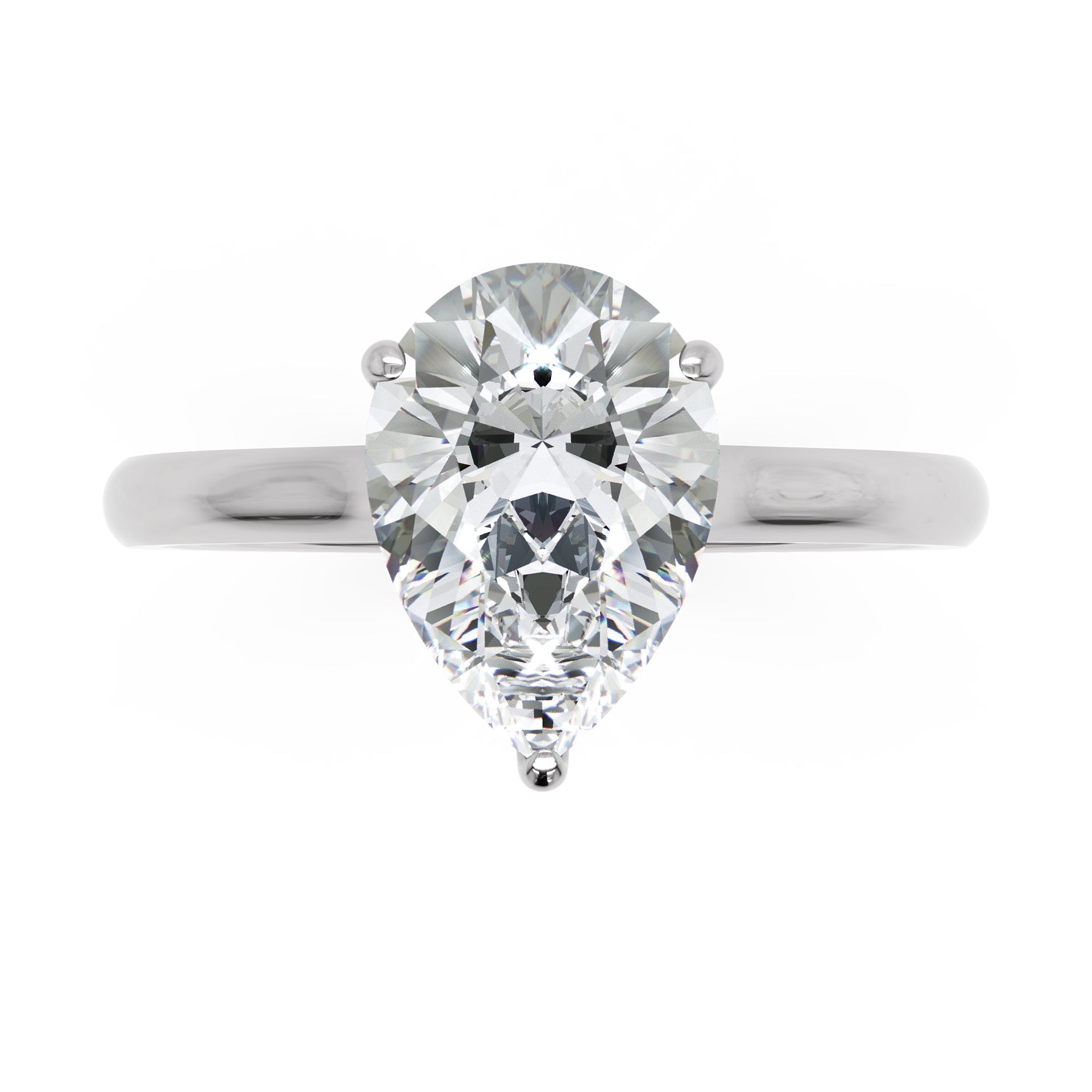 Inel de Logodnă Solitaire din Aur 14k cu Moissanite Pară de 1.87 ct din 14k Aur Alb - Castelo.ro