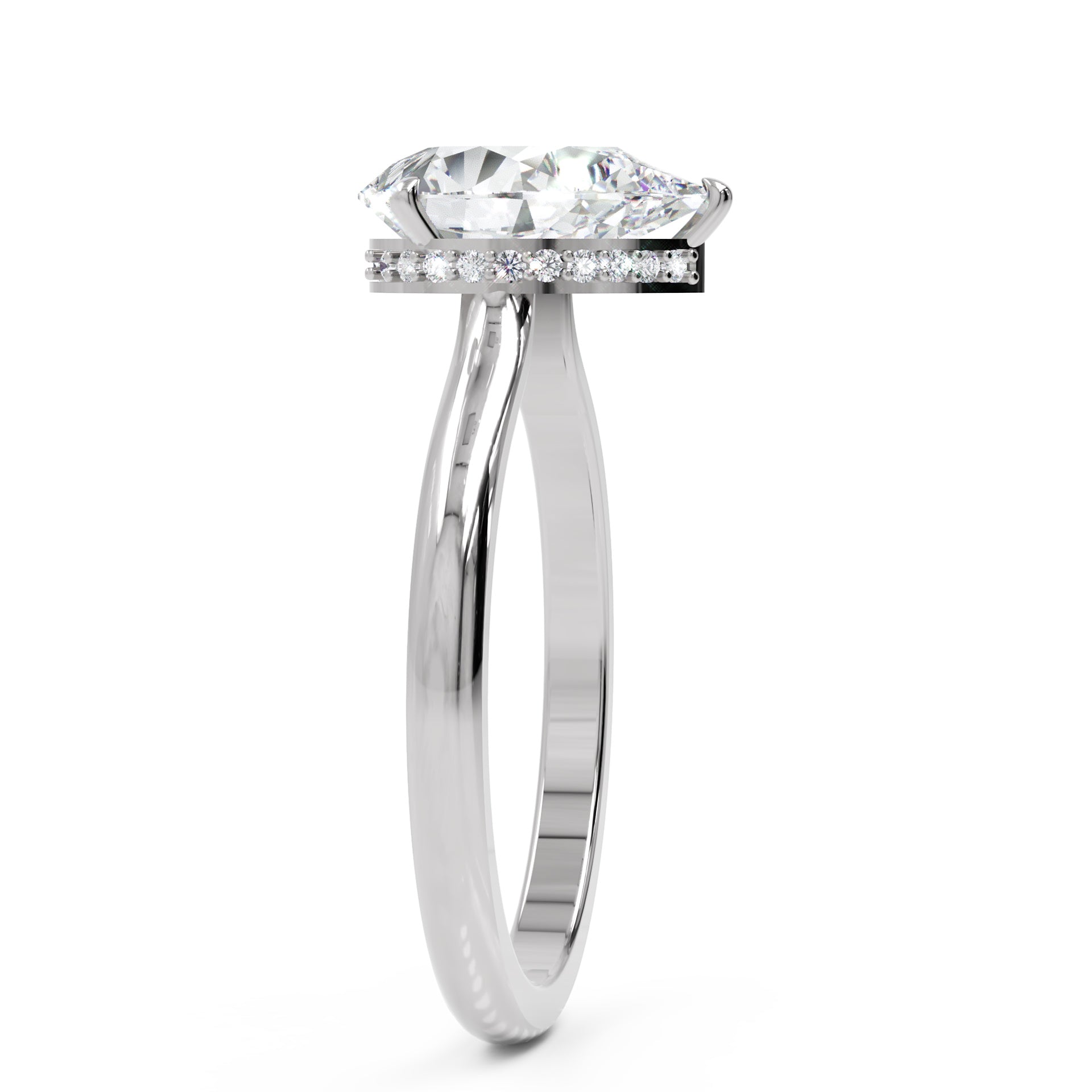 Inel de Logodnă Solitaire din Aur 14k cu Moissanite Pară de 1.87 ct din 14k Aur Alb - Castelo.ro