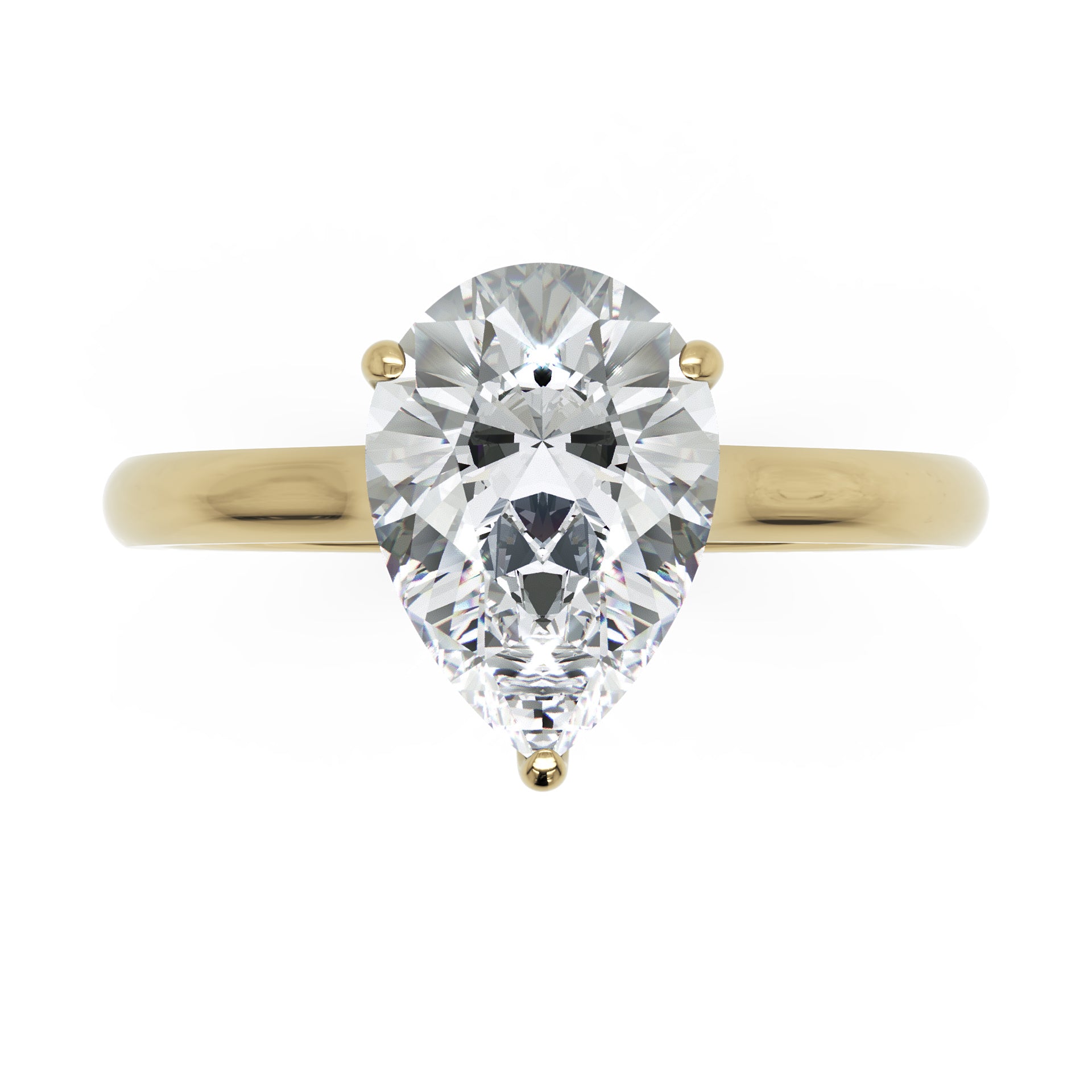 Inel de Logodnă Solitaire din Aur 14k cu Moissanite Pară de 1.87 ct din 14k Aur Galben - Castelo.ro