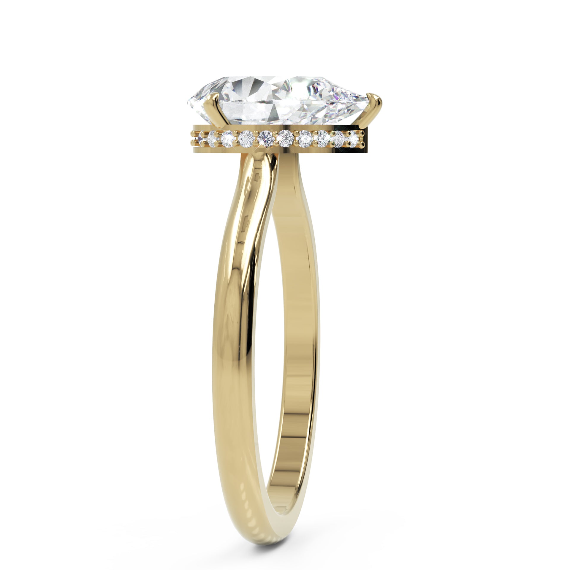 Inel de Logodnă Solitaire din Aur 14k cu Moissanite Pară de 1.87 ct din 14k Aur Galben - Castelo.ro