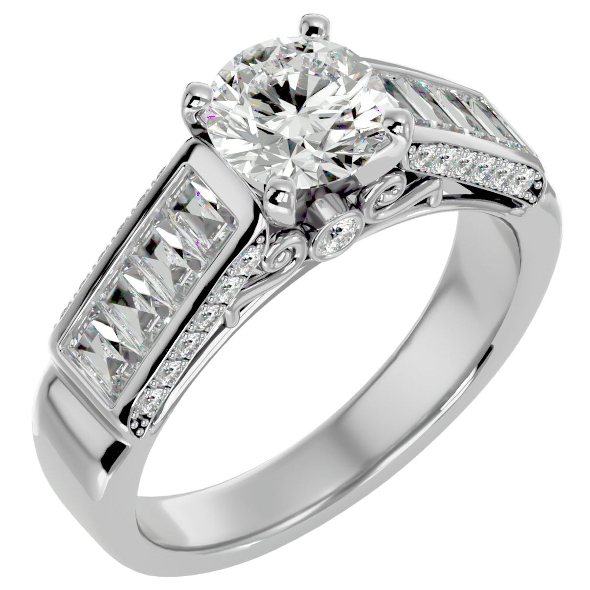 Inel De Logodnă Sentier Lumineux din Aur 14k cu Diamante Create în Laborator de 1.95 ct din 14k Aur Alb - Castelo.ro