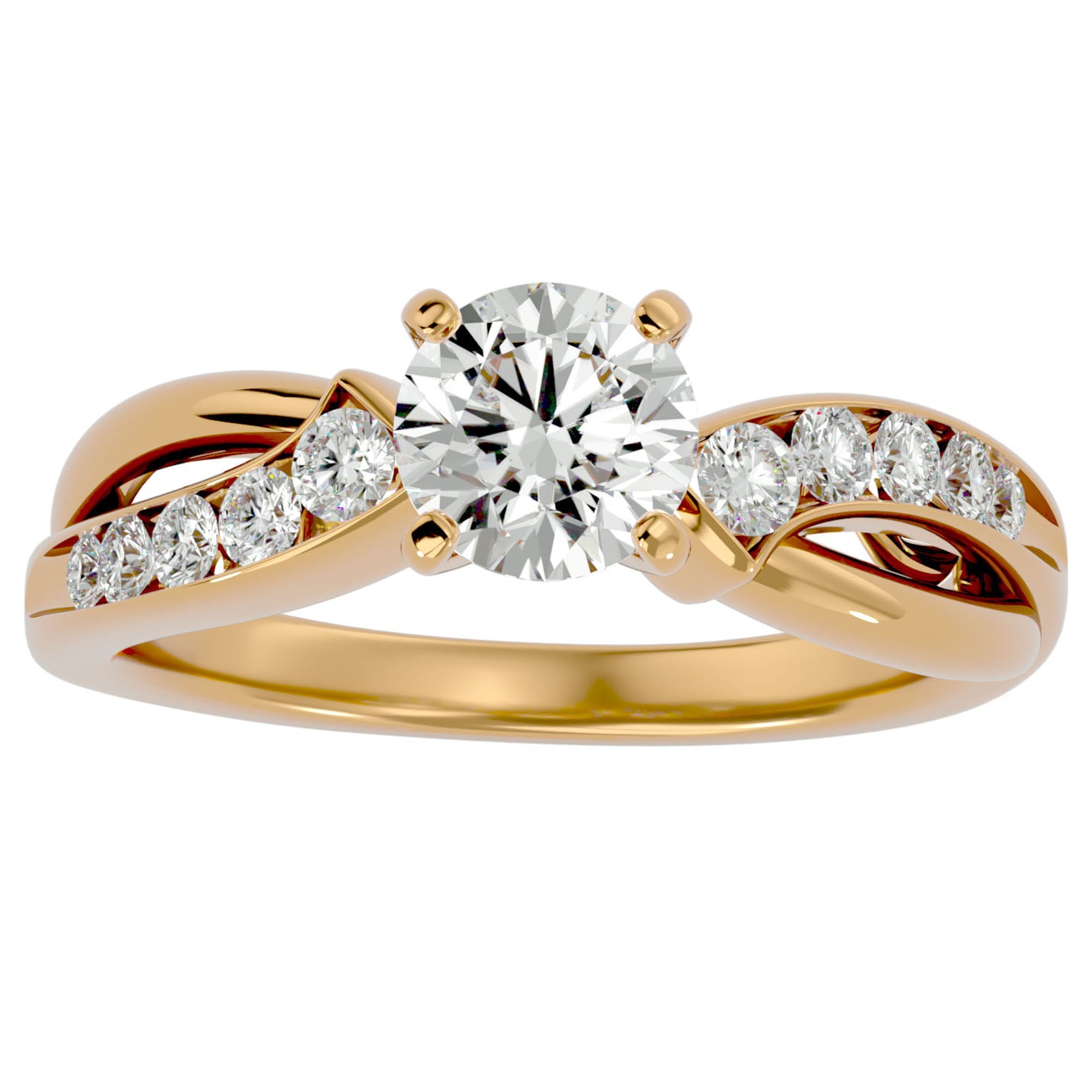 Inel De Logodnă Mirage de Lune cu Moissanite de 1.09 ct din 18k Aur Galben - Castelo.ro