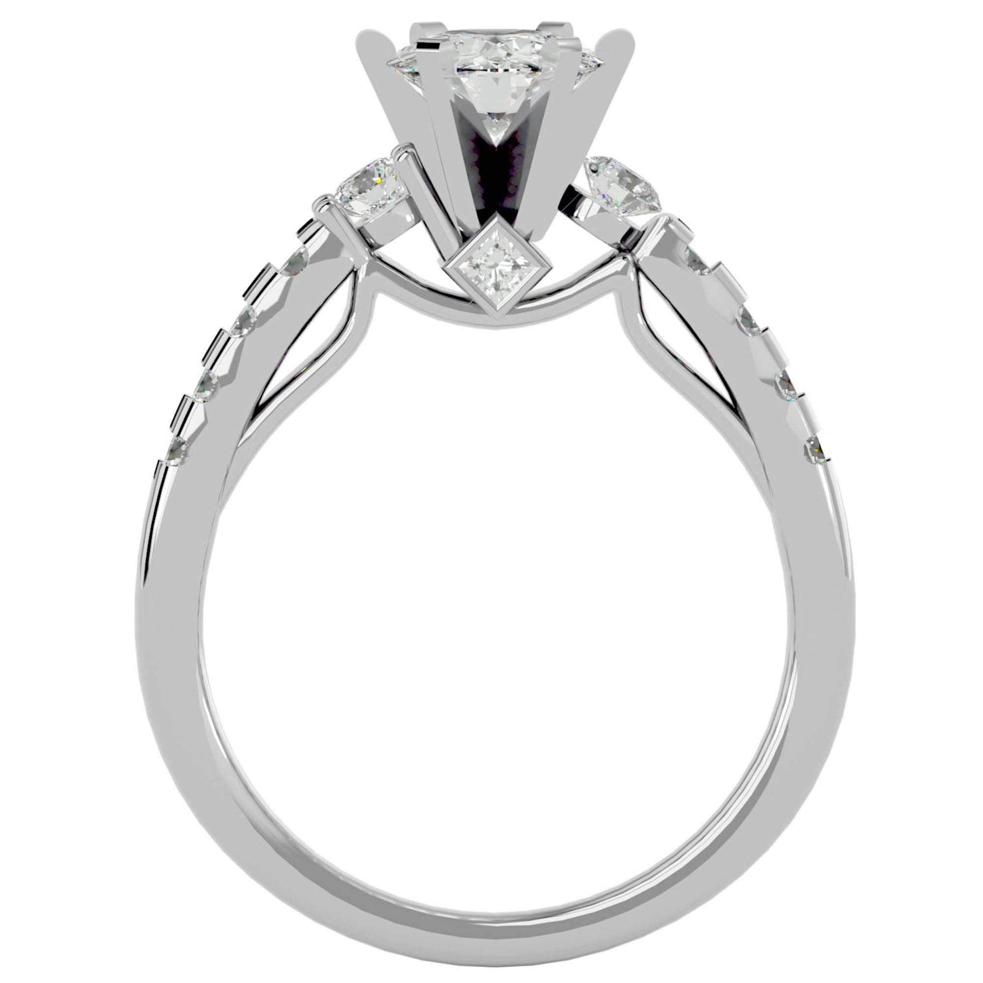 Inel De Logodnă Collier de Feuilles din Aur 14k cu Diamante Create în Laborator Pavé de 1.02 ct din 14k Aur Alb - Castelo.ro