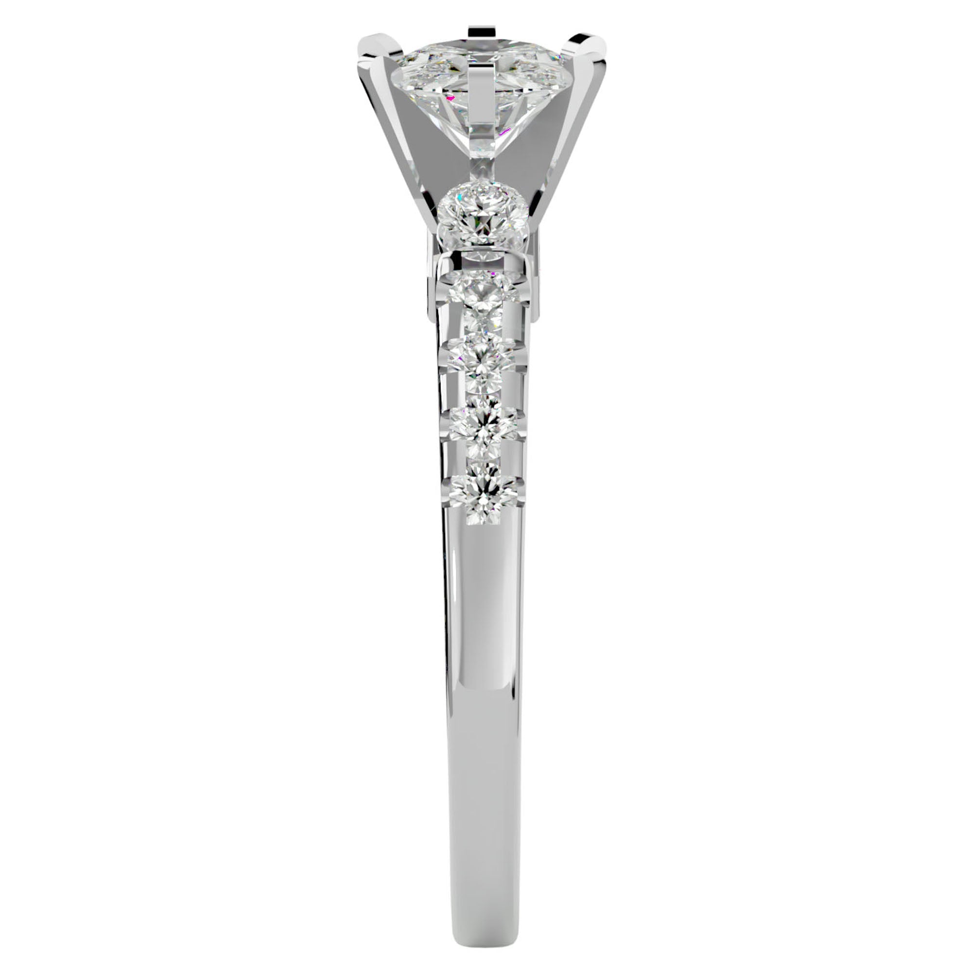 Inel De Logodnă Collier de Feuilles din Aur 14k cu Diamante Create în Laborator Pavé de 1.02 ct din 14k Aur Alb - Castelo.ro