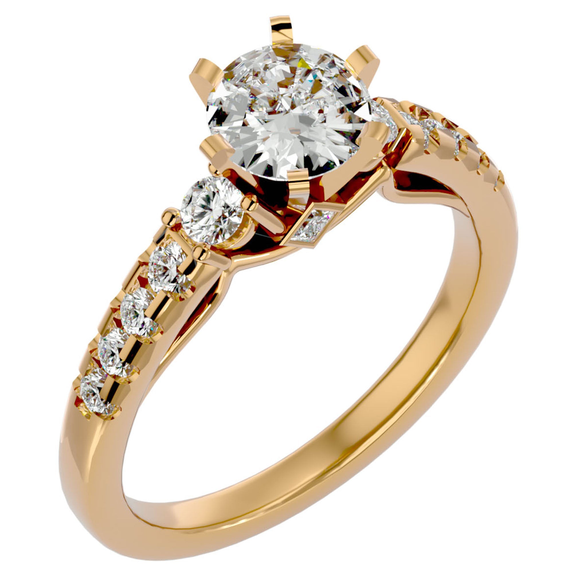 Inel De Logodnă Collier de Feuilles din Aur 14k cu Diamante Create în Laborator Pavé de 1.02 ct din 14k Aur Galben - Castelo.ro
