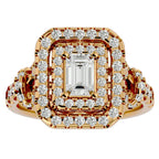 Inel de Logodnă din Aur 14k cu Diamante Create în Laborator Halo Grande Etern Pavé de 1.47 ct din 14k Aur Galben - Castelo.ro
