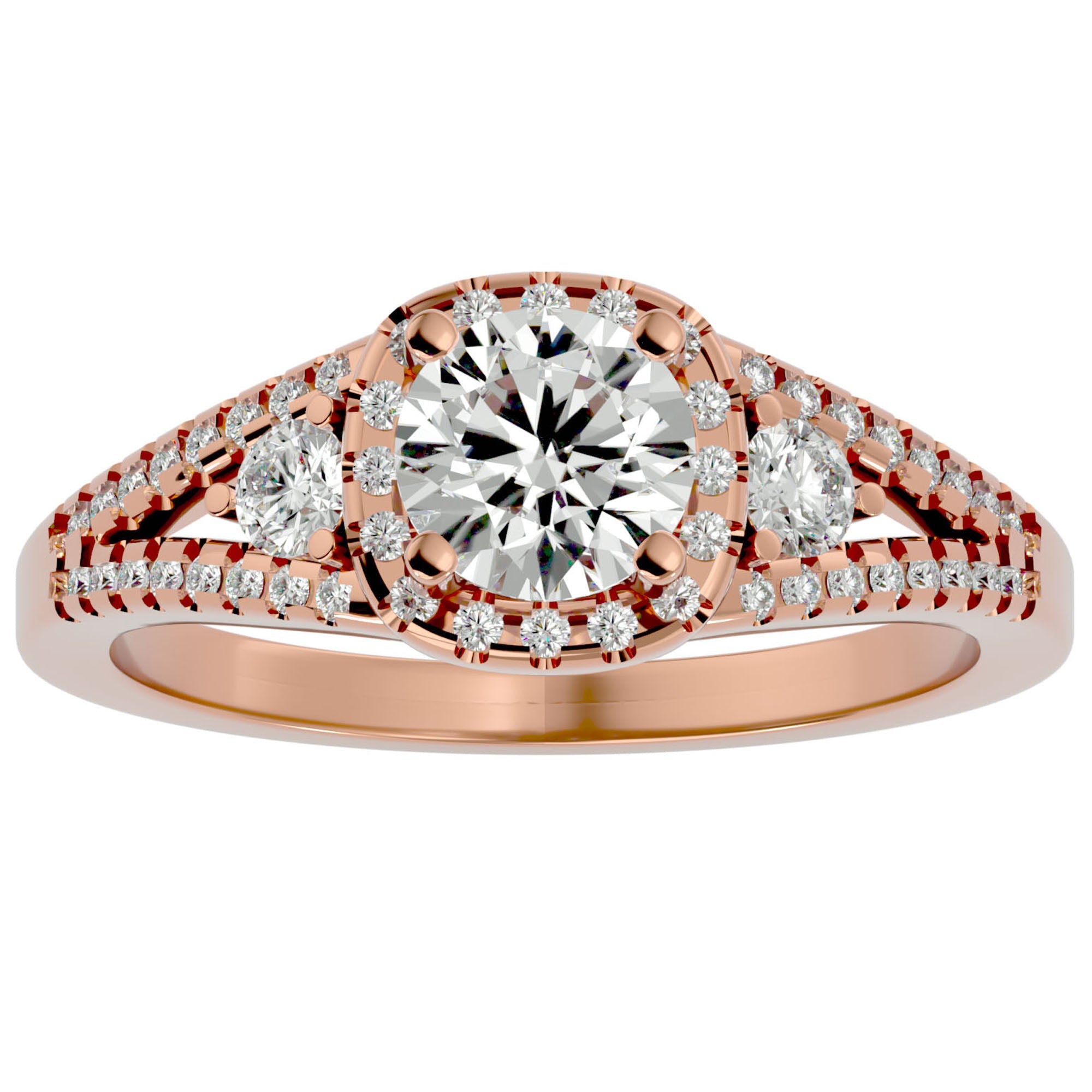 Inel De Logodnă Brillance de Lune cu Moissanite Pavé de 1.07 ct din 18k Aur Roz - Castelo.ro