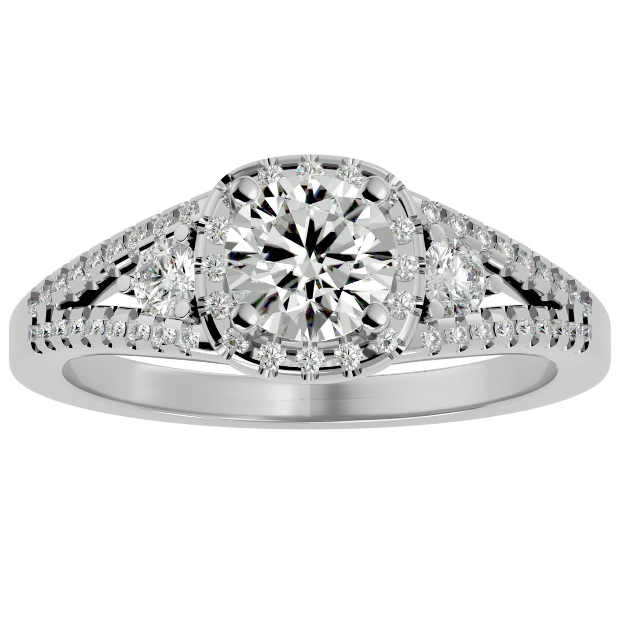Inel de Logodnă cu Moissanite Halo Etern Pavé de 1.07 ct din Platina - Castelo.ro