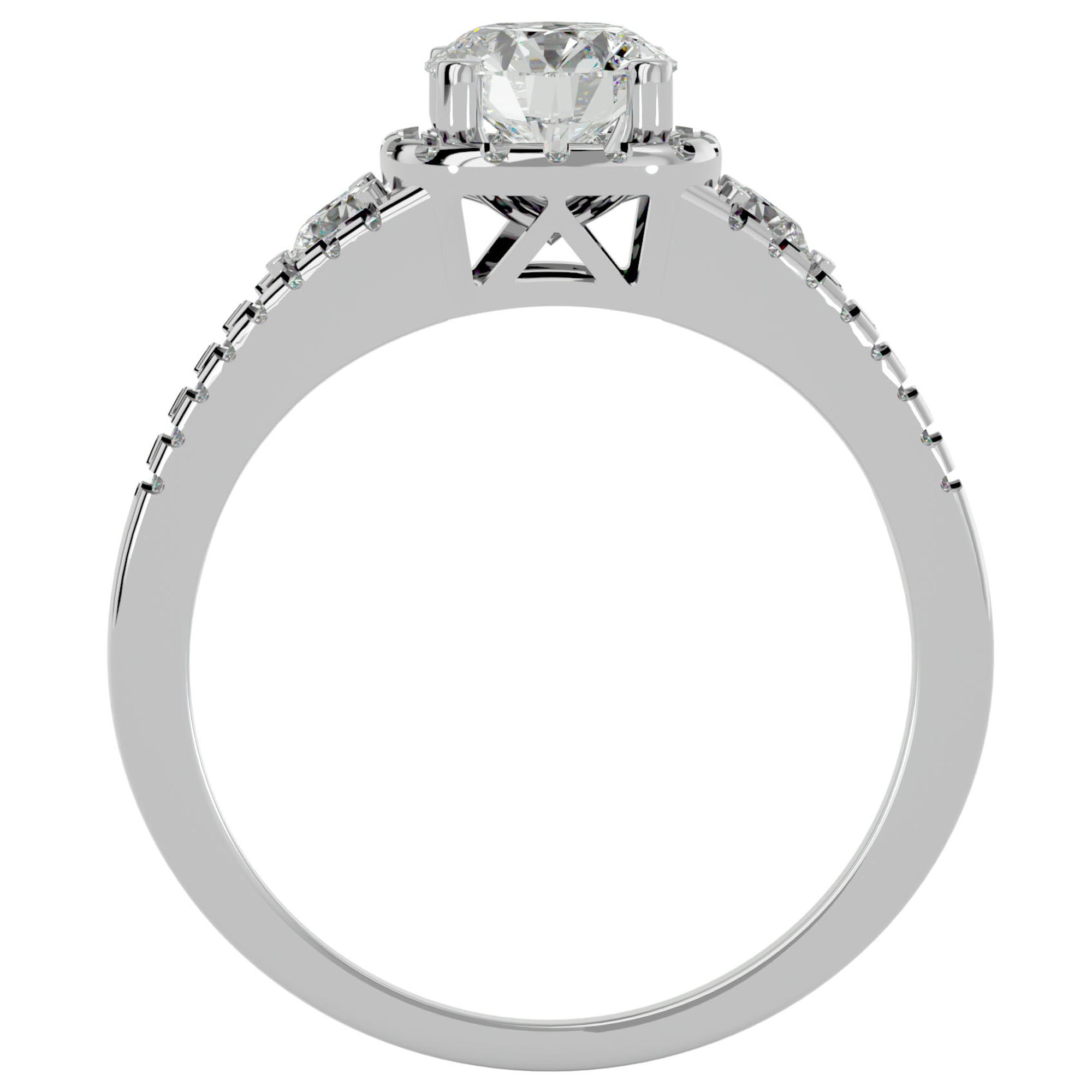 Inel de Logodnă cu Moissanite Halo Etern Pavé de 1.07 ct din Platina - Castelo.ro