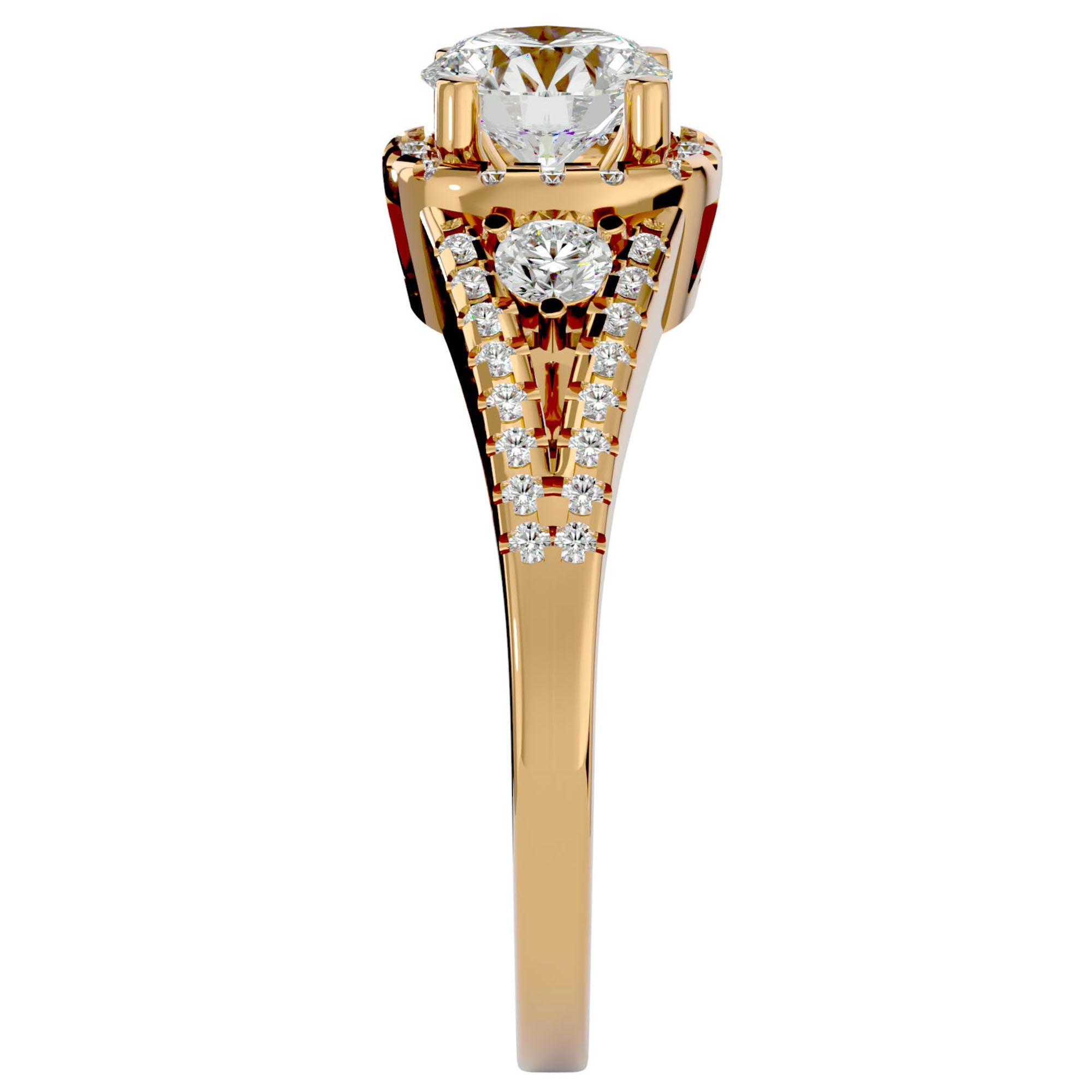 Inel De Logodnă Brillance de Lune cu Moissanite Pavé de 1.07 ct din 18k Aur Galben - Castelo.ro