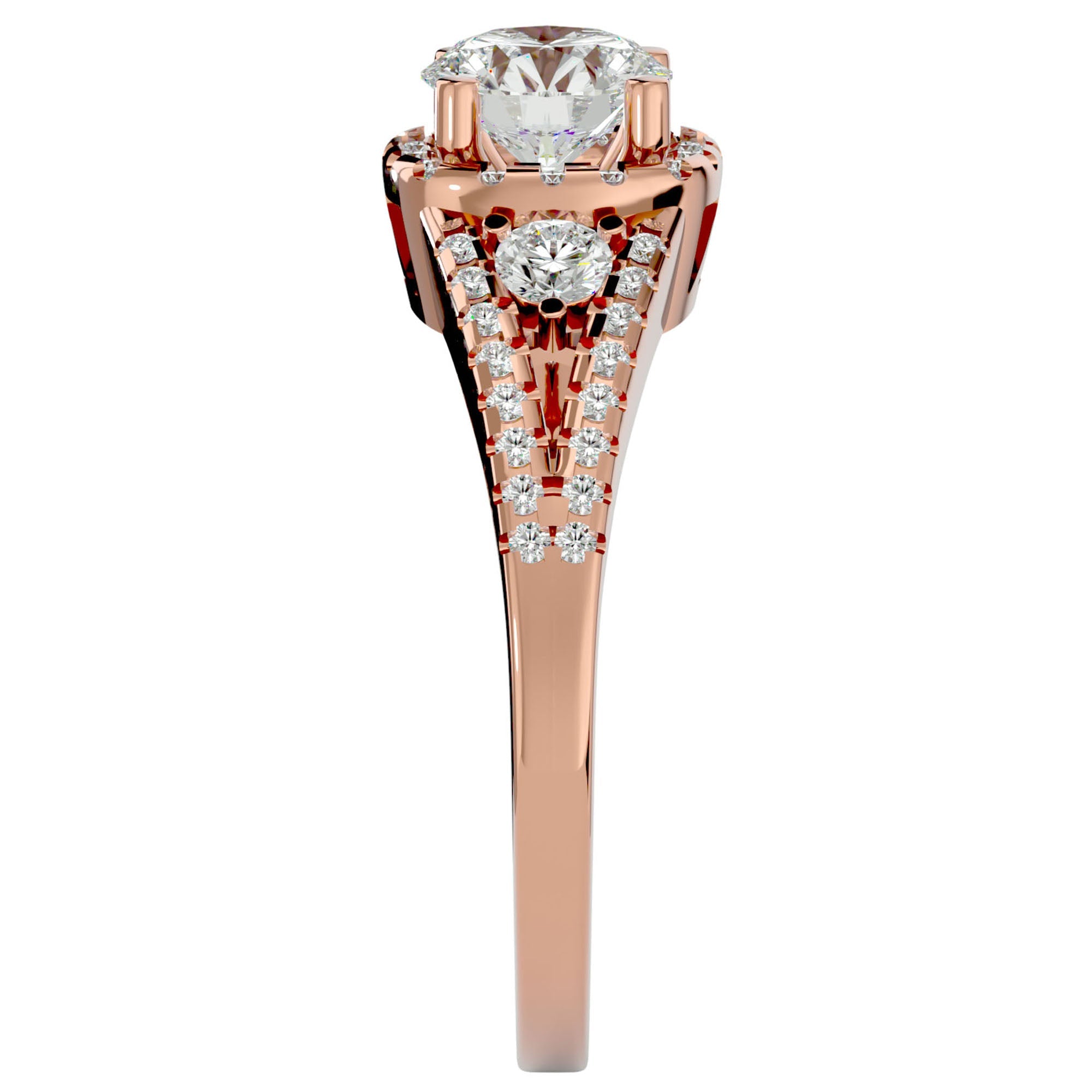 Inel De Logodnă Brillance de Lune cu Moissanite Pavé de 1.07 ct din 18k Aur Roz - Castelo.ro