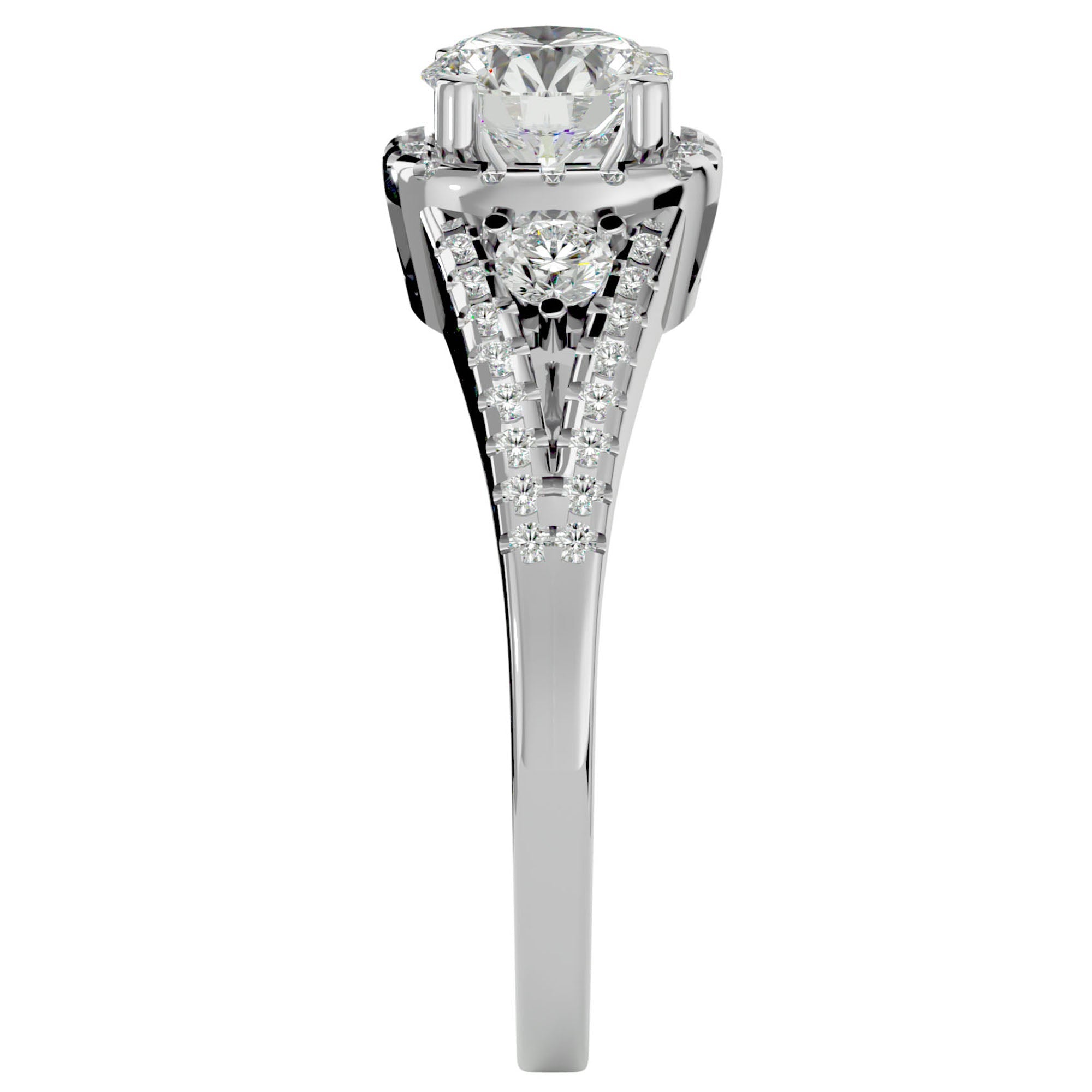 Inel de Logodnă cu Moissanite Halo Etern Pavé de 1.07 ct din Platina - Castelo.ro
