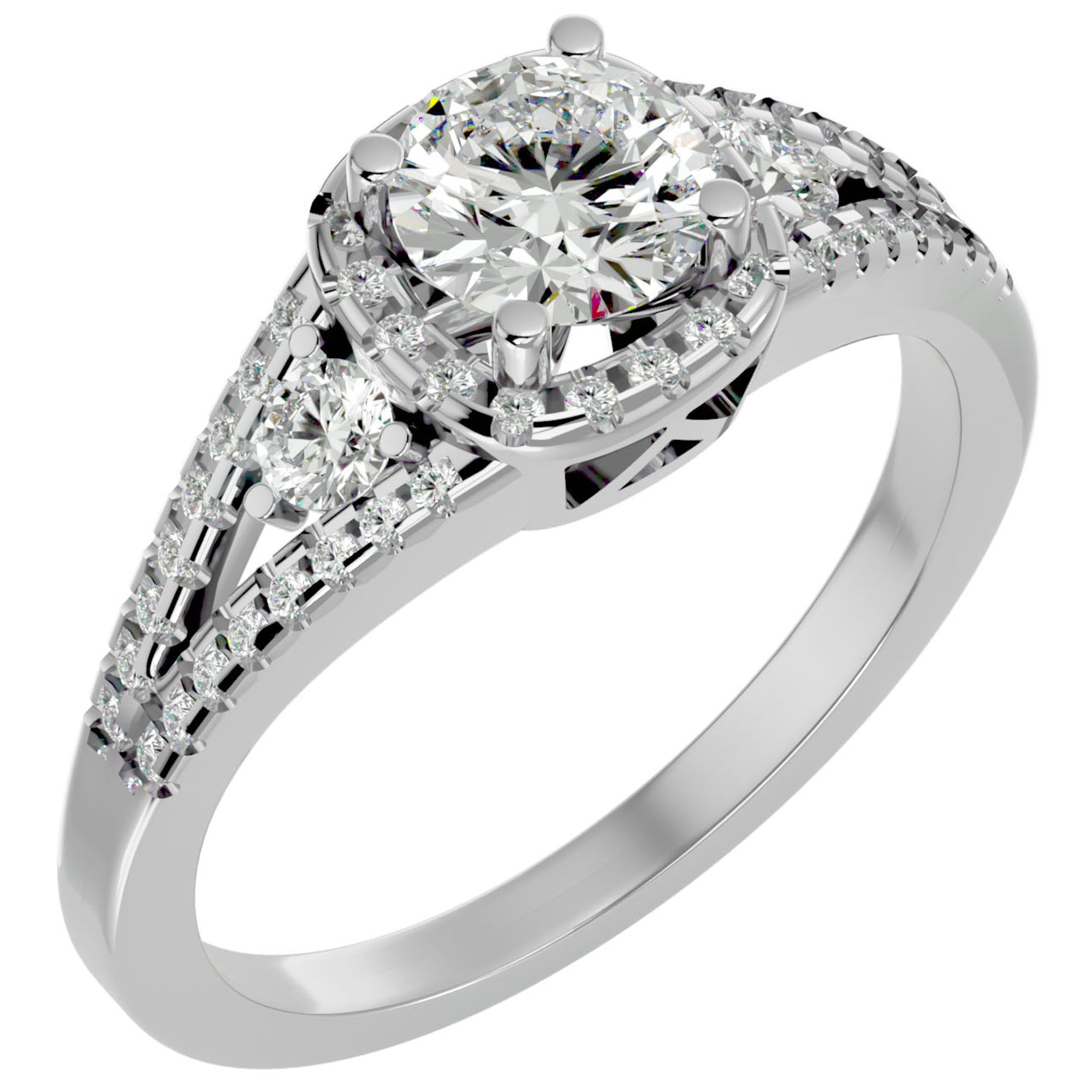 Inel de Logodnă cu Moissanite Halo Etern Pavé de 1.07 ct din Platina - Castelo.ro