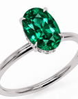 Inel de Logodnă Kensington din Aur 18k cu Smarald Creat în Laborator Oval 10x7 mm și Diamante Create în Laborator din Platina - Castelo.ro