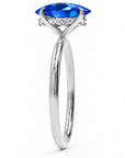 Inel de Logodnă Kensington din Aur 14k cu Safir Creat în Laborator Oval 10x7 mm și Diamante Create în Laborator din 14k Aur Alb - Castelo.ro