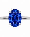 Inel de Logodnă Kensington din Aur 14k cu Safir Creat în Laborator Oval 12x8 mm și Diamante Create în Laborator din 14k Aur Alb - Castelo.ro