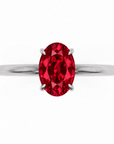 Inel de Logodnă Kensington din Aur 14k cu Rubin Creat în Laborator Oval 8x6 mm și Diamante Create în Laborator din 14k Aur Alb - Castelo.ro