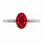 Inel de Logodnă Kensington din Aur 18k cu Rubin Creat în Laborator Oval 8x6 mm și Diamante Create în Laborator din Platina - Castelo.ro