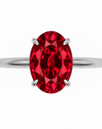 Inel de Logodnă Kensington din Aur 18k cu Rubin Creat în Laborator Oval 12x8 mm și Diamante Create în Laborator din Platina - Castelo.ro