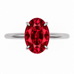 Inel de Logodnă Kensington din Aur 18k cu Rubin Creat în Laborator Oval 12x8 mm și Diamante Create în Laborator din Platina - Castelo.ro