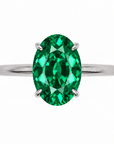 Inel de Logodnă Kensington din Aur 18k cu Smarald Creat în Laborator Oval 12x8 mm și Diamante Create în Laborator din Platina - Castelo.ro