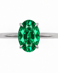 Inel de Logodnă Kensington din Aur 18k cu Smarald Creat în Laborator Oval 10x7 mm și Diamante Create în Laborator din Platina - Castelo.ro