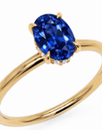 Inel de Logodnă Kensington din Aur 18k cu Safir Creat în Laborator Oval 8x6 mm și Diamante Create în Laborator din 18k Aur Galben - Castelo.ro