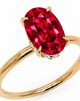 Inel de Logodnă Kensington din Aur 18k cu Rubin Creat în Laborator Oval 12x8 mm și Diamante Create în Laborator din 18k Aur Galben - Castelo.ro