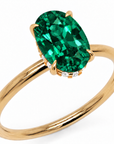 Inel de Logodnă Kensington din Aur 18k cu Smarald Creat în Laborator Oval 10x7 mm și Diamante Create în Laborator din 18k Aur Galben - Castelo.ro