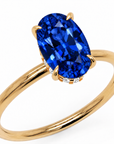 Inel de Logodnă Kensington din Aur 14k cu Safir Creat în Laborator Oval 12x8 mm și Diamante Create în Laborator din 14k Aur Galben - Castelo.ro