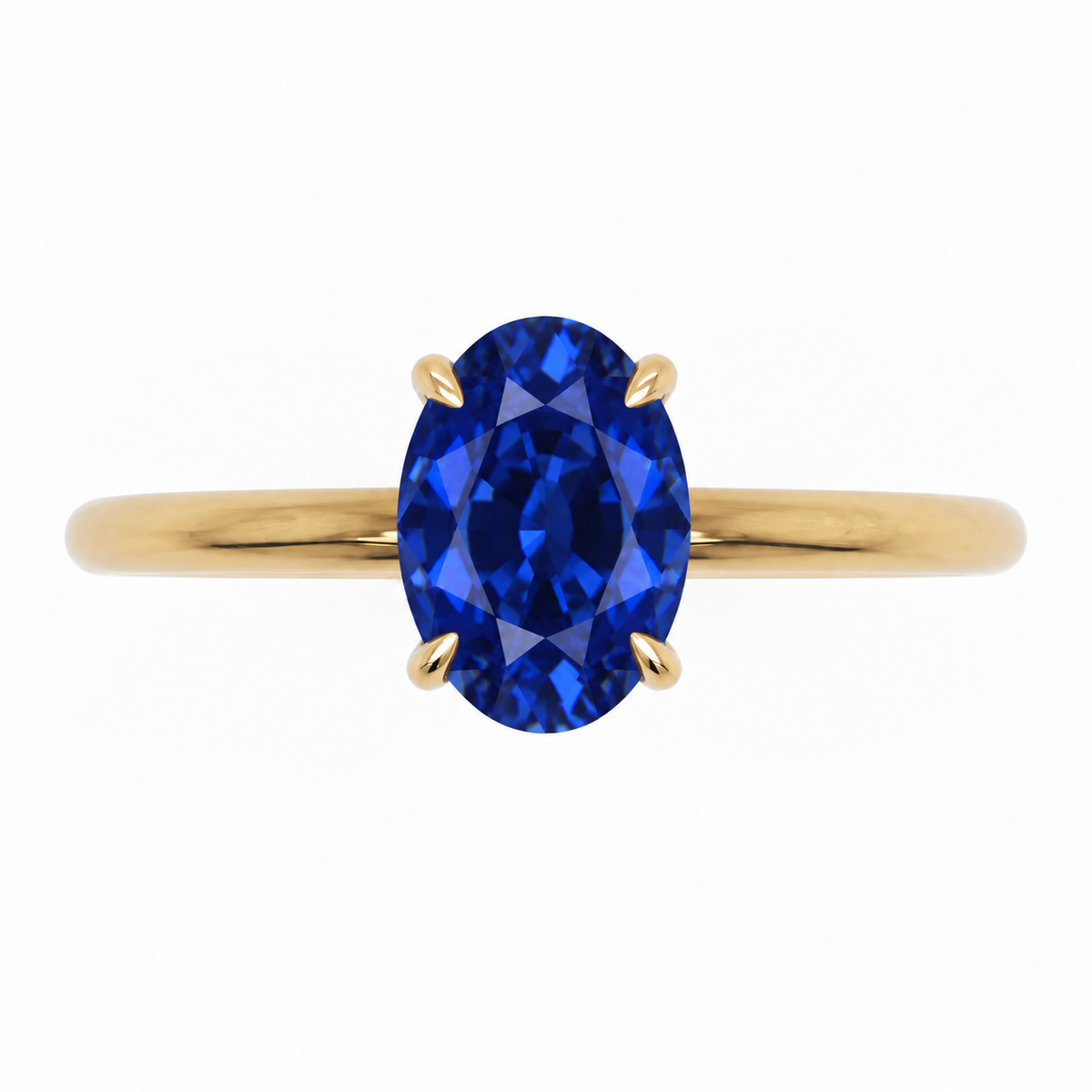 Inel de Logodnă Kensington din Aur 14k cu Safir Creat în Laborator Oval 8x6 mm și Diamante Create în Laborator din 14k Aur Galben - Castelo.ro