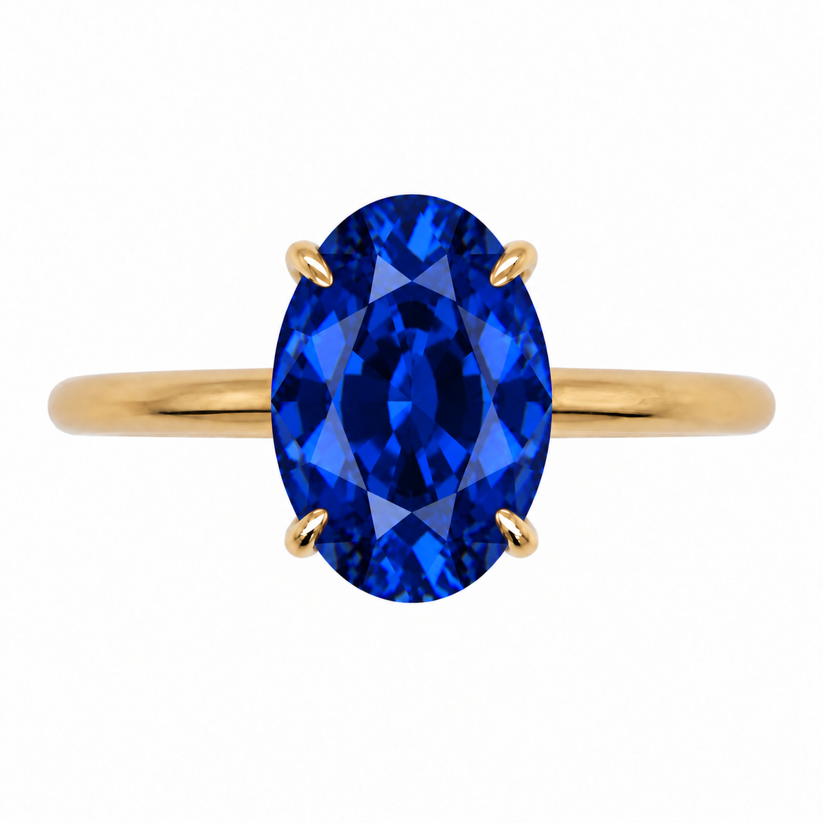 Inel de Logodnă Kensington din Aur 18k cu Safir Creat în Laborator Oval 12x8 mm și Diamante Create în Laborator din 18k Aur Galben - Castelo.ro