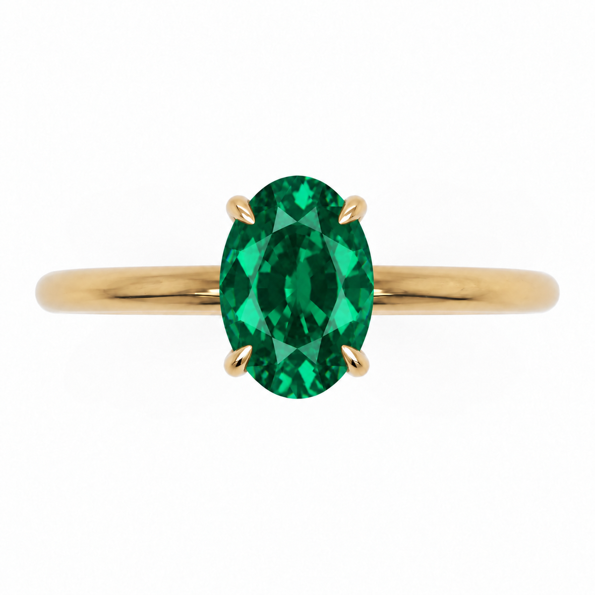 Inel de Logodnă Kensington din Aur 18k cu Smarald Creat în Laborator Oval 8x6 mm și Diamante Create în Laborator din 18k Aur Galben - Castelo.ro