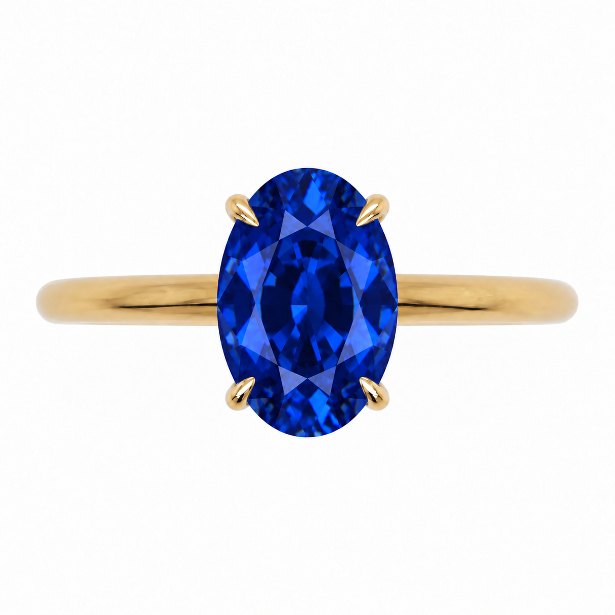 Inel de Logodnă Kensington din Aur 18k cu Safir Creat în Laborator Oval 10x7 mm și Diamante Create în Laborator din 18k Aur Galben - Castelo.ro