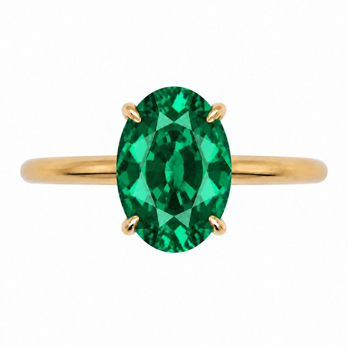 Inel de Logodnă Kensington din Aur 18k cu Smarald Creat în Laborator Oval 12x8 mm și Diamante Create în Laborator din 18k Aur Galben - Castelo.ro
