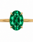 Inel de Logodnă Kensington din Aur 18k cu Smarald Creat în Laborator Oval 12x8 mm și Diamante Create în Laborator din 18k Aur Galben - Castelo.ro