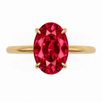 Inel de Logodnă Kensington din Aur 18k cu Rubin Creat în Laborator Oval 12x8 mm și Diamante Create în Laborator din 18k Aur Galben - Castelo.ro
