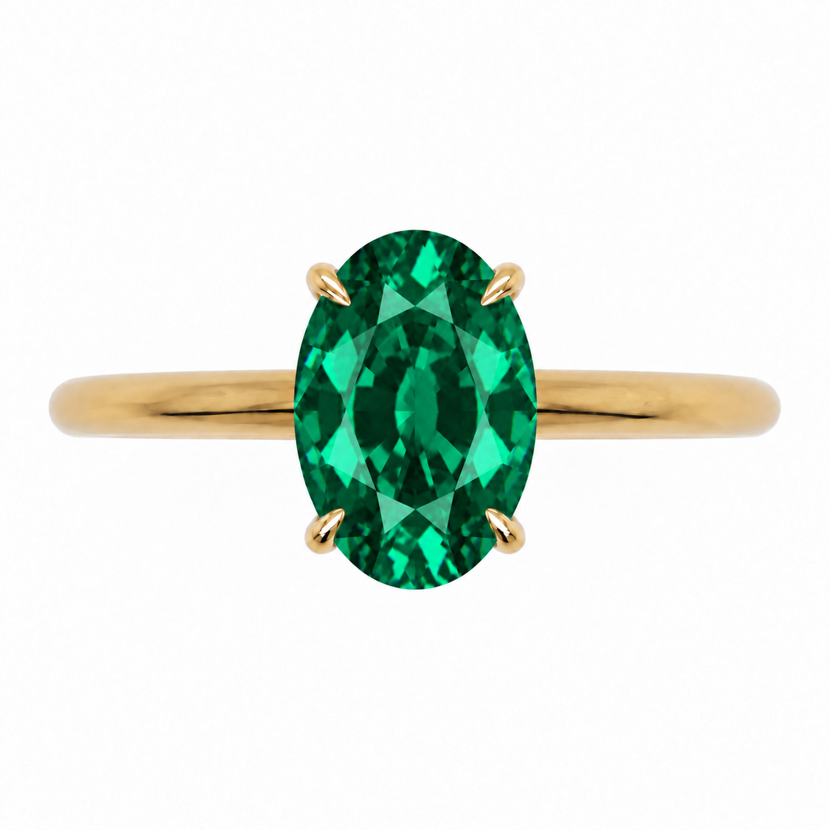 Inel de Logodnă Kensington din Aur 18k cu Smarald Creat în Laborator Oval 10x7 mm și Diamante Create în Laborator din 18k Aur Galben - Castelo.ro
