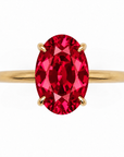 Inel de Logodnă Kensington din Aur 14k cu Rubin Creat în Laborator Oval 12x8 mm și Diamante Create în Laborator din 14k Aur Galben - Castelo.ro